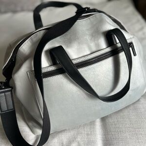 AWAY Leather (silver) - The Everywhere Carry-on Duffle Bag